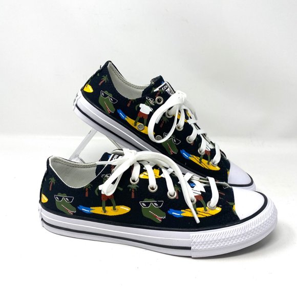 CONVERSE 671293F CTAS OX Croco Furf Black Canvas Unique Women's Low Top Sneakers - Picture 1 of 10